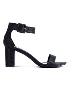 Designové sandály černé dámské na širokém podpatku
