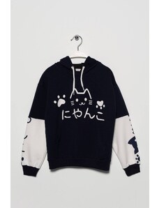 zepkids Girls' Cat Printed Kangaroo Pocket Sweatshirt.