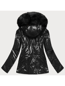 Fashionable Lehká černá dámská zimní metalická bunda (721ART)