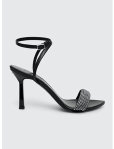 Kožené sandály HUGO Katniss Sandal 90 černá barva, 50504516