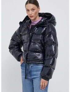 Péřová bunda Tommy Hilfiger dámská, tmavomodrá barva, zimní, oversize, WW0WW39770