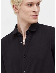 Košile HUGO černá barva, slim, s klasickým límcem, 50494515