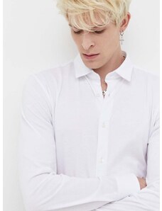 Bavlněná košile HUGO bílá barva, slim, s klasickým límcem, 50494515