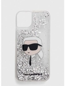 Obal na telefon Karl Lagerfeld iPhone 14 Plus 6,7 stříbrná barva