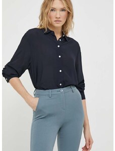 Košile Tommy Hilfiger dámská, tmavomodrá barva, relaxed, s klasickým límcem
