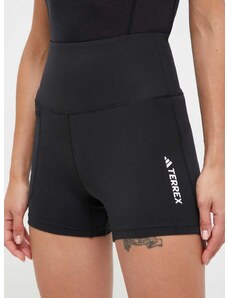 Sportovní šortky adidas TERREX Multi dámské, černá barva, s potiskem, high waist, IB1892