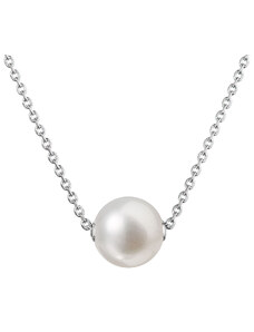 EVOLUTION GROUP Stříbrný náhrdelník s pevnou bílou říční perlou na řetízku 22047.1
