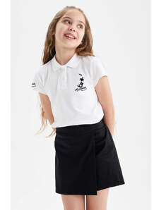 DEFACTO Girls Atatürk Printed Pique Short Sleeve Polo T-Shirt