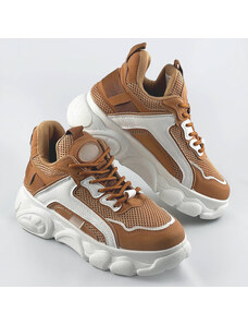 H&D Dámské tenisky "sneakers" v karamelové barvě na platformě (YM-151)