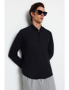 Trendyol Black Slim Fit Leather Accessory Shirt
