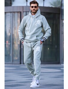 Madmext Mint Green Printed Hoodie Tracksuit Set 5909