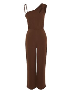 Trendyol Brown Single Shoulder Maxi Woven Jumpsuit