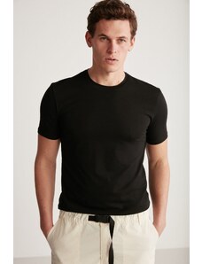 GRIMELANGE Chad Men's Slim Fit Ultra Flexible Black T-shirt
