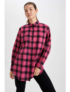 DEFACTO Relax Fit Flanel Plaid Long Sleeve Tunic