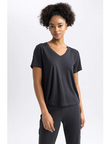 DEFACTO Standard Fit V-Neck modal Short Sleeve T-Shirt