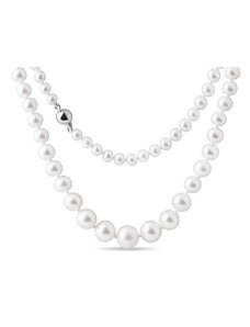 Kónický perlový náhrdelník se zapínáním v bílém zlatě KLENOTA K0011302