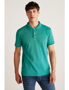 GRIMELANGE Chris Men Regular Fit 100% Cotton Green Polo Neck T-shirt