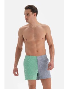 Dagi Green Blue Striped Belted Men's Shorts