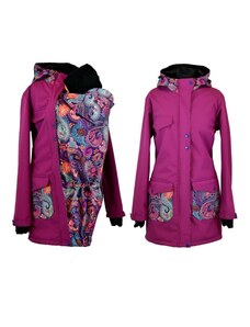 Shara Softshellový nosící kabát fialový-ornamenty 2v1