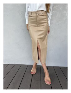 Fashion Lounge Koženková sukně dlouhá s rozparkem