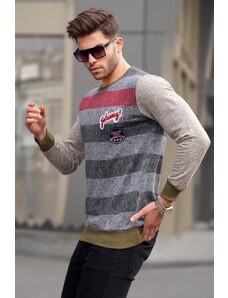 Madmext Anthracite Striped Men's Sweatshirt 1691