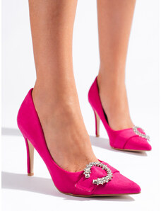 Shelvt Pink women's pumps on a high shelovet heel