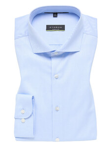 ETERNA Super Slim modrá neprůhledná košile dlouhý rukáv Non Iron Cover