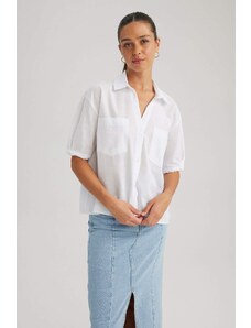 DEFACTO Crop Cotton Short Sleeve Shirt