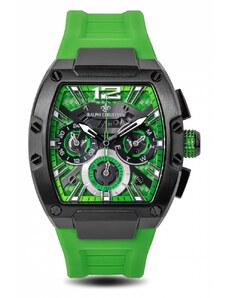 Ralph Christian Watches Černé pánské hodinky Ralph Christian s gumovým páskem The Intrepid Sport - Lime Green 42,5MM