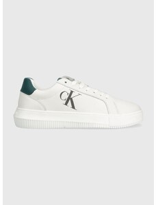 Kožené sneakers boty Calvin Klein Jeans CHUNKY CUPSOLE LACEUP LTH MIX bílá barva, YM0YM00775