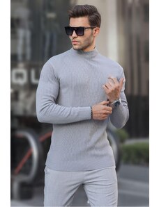 Madmext Men's Gray Turtleneck Knitwear Sweater 6822