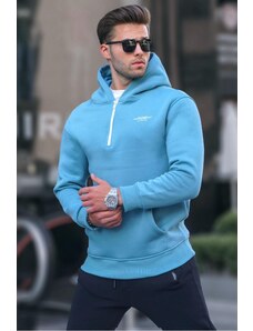 Madmext Blue Zippered Hoodie Sweatshirt 6143