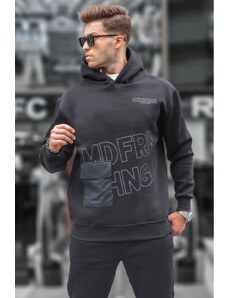 Madmext Black Printed Hooded Sweatshirt 6148