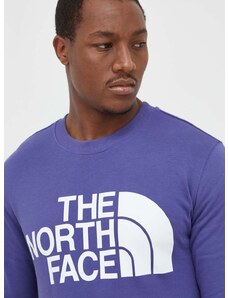 Bavlněná mikina The North Face pánská, fialová barva, s potiskem