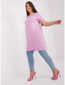 Fashionhunters Světle fialové dámské základní bavlněné šaty plus size