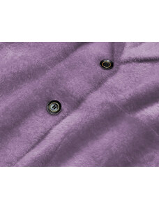 MADE IN ITALY Krátký fialový vlněný přehoz přes oblečení typu alpaka (7108-1)