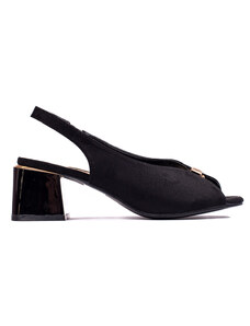 Výborné dámské černé sandály na širokém podpatku