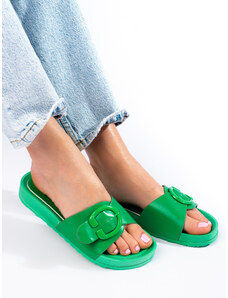 Komfortní dámské zelené nazouváky bez podpatku
