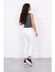 K-Fashion Kalhoty barevné džínové bílé