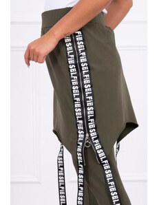 K-Fashion Kalhoty/oblek s nápisem selfie khaki