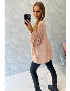 K-Fashion Široký oversize svetr pudrově růžový