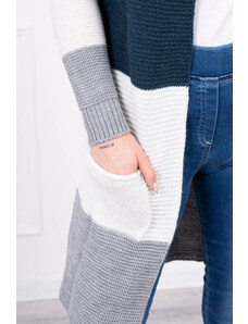 K-Fashion Šedý + tmavý džínový pruhovaný svetr