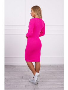 K-Fashion Svetr Šaty pruhované růžové neonové