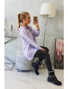 K-Fashion Mikina s prodlouženými zády a kapucí fialová