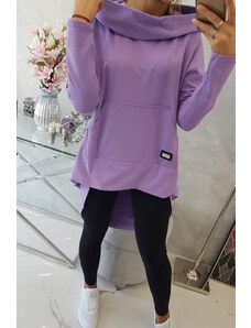 K-Fashion Mikina s dlouhými zády a kapucí tmavě fialová