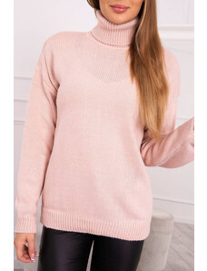 K-Fashion Rolákový svetr pudrově růžový