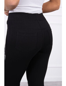 K-Fashion Bavlněné kalhoty s ozdobnými pruhy na přední straně černé