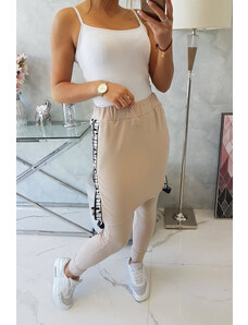 K-Fashion Kalhoty/oblek s nápisem selfie beige