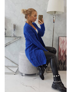 K-Fashion Svetr Cardigan s kostkovanou vazbou cornflower