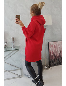 K-Fashion Zateplená mikina s delšími zády červená